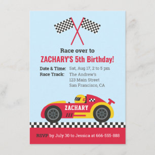 Convite Festa de Aniversário de criança de Carros de Corri
