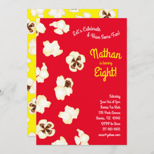 Convite Festa de Aniversário de criança de Cinema Popcorn