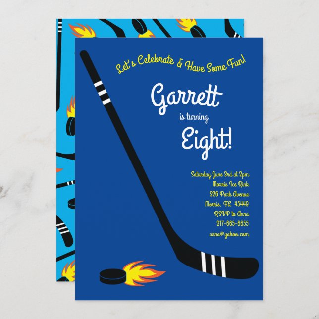 Convite Festa de Aniversário de criança de Esportes de Hóq (Frente/Verso)