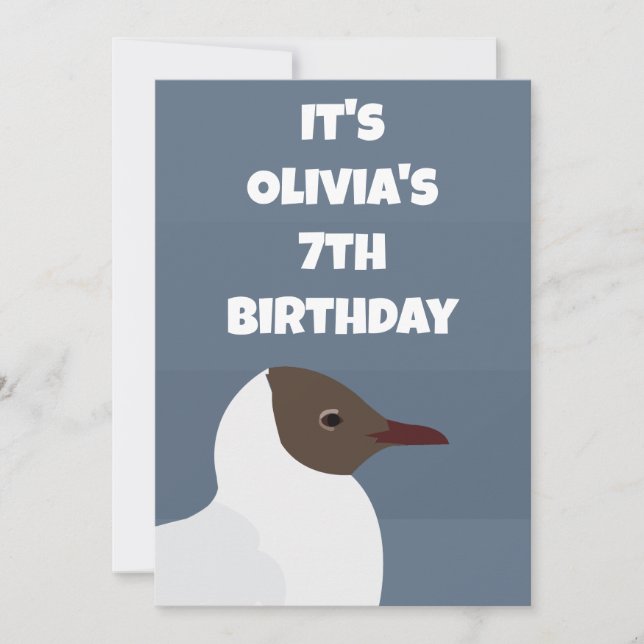 Convite Festa de Aniversário de criança de Gaivota de Páss (Frente)