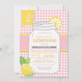 Convite Festa de Aniversário de criança de Limonada Rosa (