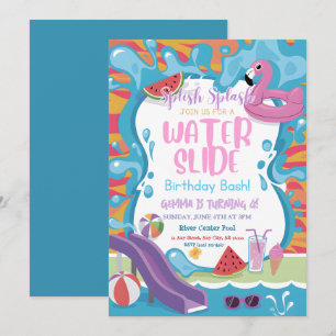 Convite Festa de Aniversário de criança de Piscina de diap