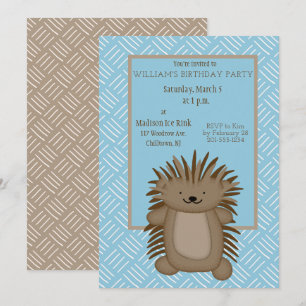 Convite Festa de Aniversário de criança de Porcupine de 