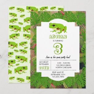 Convite Festa de Aniversário de criança de Sapo verde-br