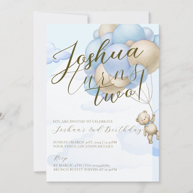 Convite Festa de aniversário de criança de ursos de pelúci (Frente)