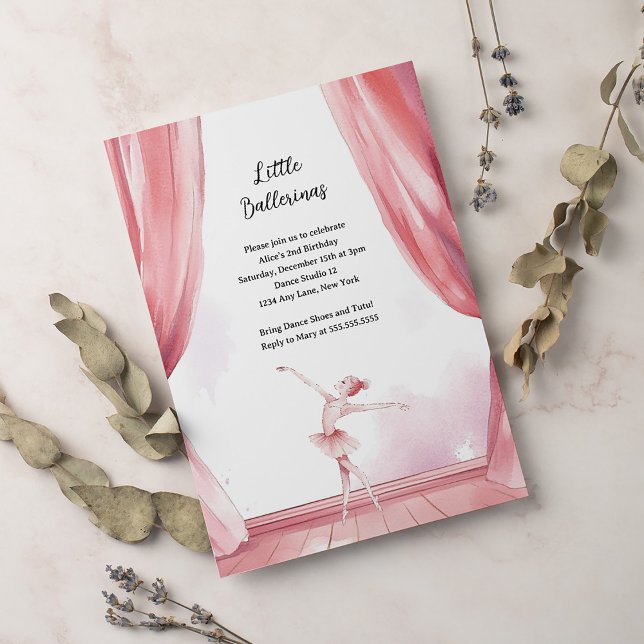 Convite Festa de Aniversário de criança do Ballerina Cente (Criador carregado)