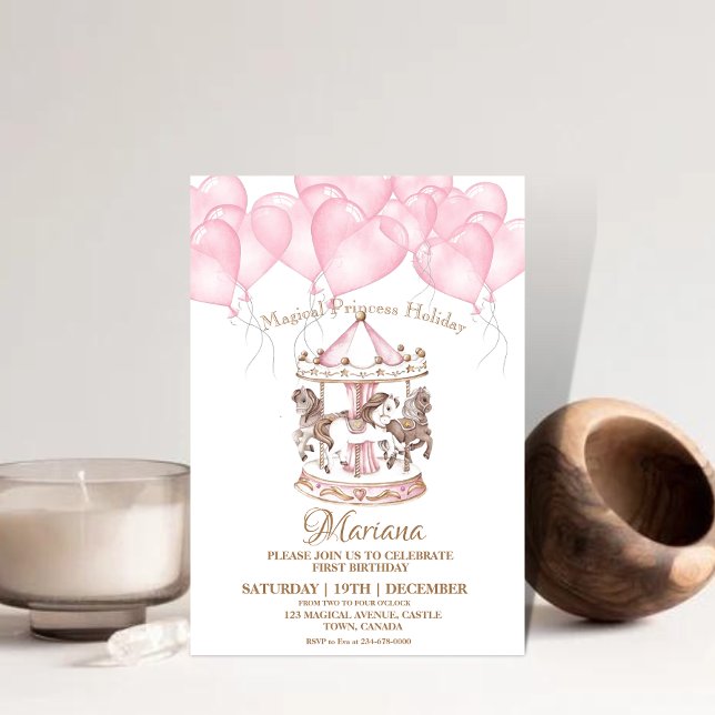 Convite Festa de Aniversário de criança do Carrossel Colun (Criador carregado)