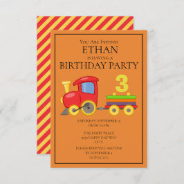 Convite Festa de aniversário de Criança do Comboio Laranja