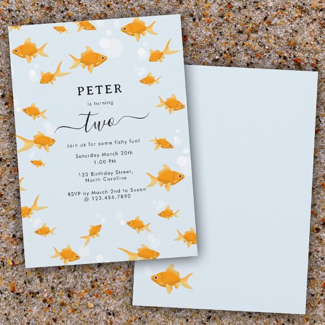 Convite Festa de Aniversário de criança do Engraçado Goldf (Cute Goldfish Fishy Fun Kids Birthday Party Invitation)