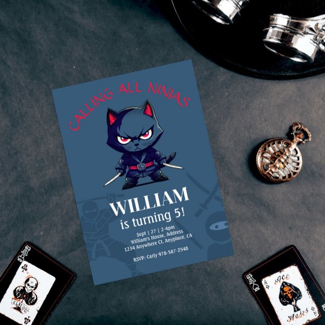 Convite Festa de Aniversário de criança do Guerreiro Ninja (Criador carregado)