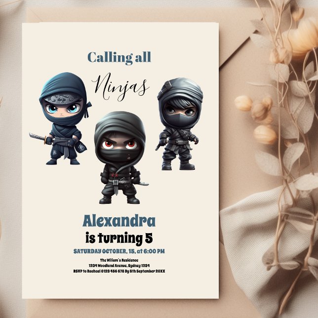 Convite Festa de Aniversário de criança do Guerreiro Ninja (Criador carregado)