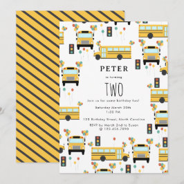 Convite Festa de Aniversário de criança do ônibus escolar