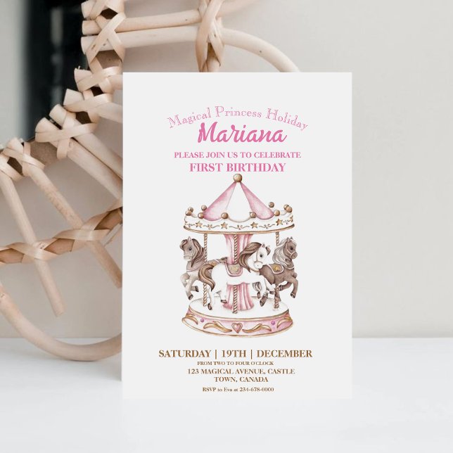 Convite Festa de Aniversário de criança Magical Carousel U (Criador carregado)