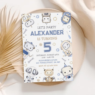 Convite Festa de Aniversário de criança Robô de Cuta de Aq