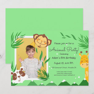 Convite Festa de Aniversário de Crianças com Animais, Foto
