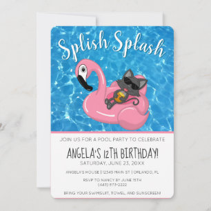 Convite Festa de Aniversário de Crianças com Piscina Flami