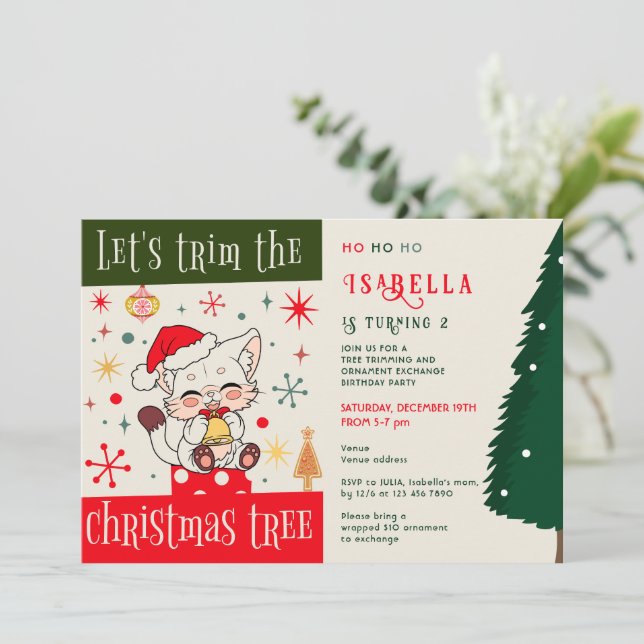 Convite Festa de aniversário de Crianças de Troca de Ornam (Em pé/Frente)