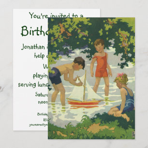 Convite Festa de Aniversário de Crianças de Verão em um Ve