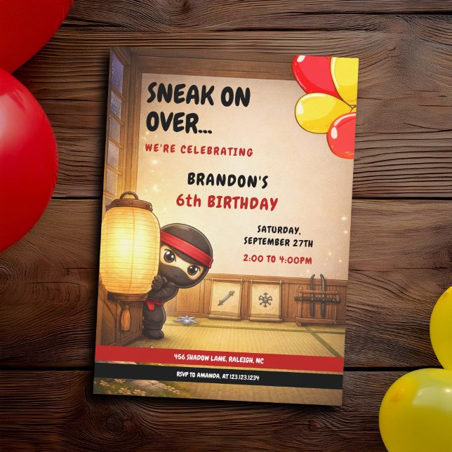 Convite Festa de Aniversário de Crianças Ninja Lanterna Pr (Criador carregado)
