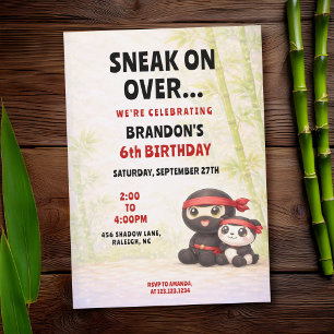 Convite Festa de Aniversário de Crianças Ninja & Panda Pas