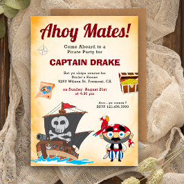 Convite Festa de Aniversário de Crianças Piratas Fofos