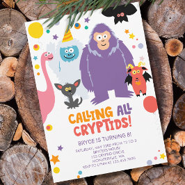 Convite Festa de Aniversário de Criptozoologia Infantil