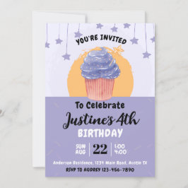 Convite Festa de aniversário de Cupcake