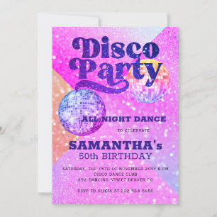 Convite Festa de aniversário de dança disco para qualquer 