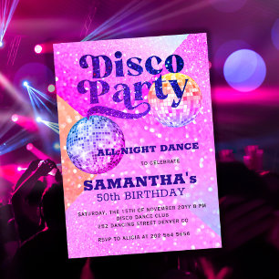 Convite Festa de aniversário de dança disco para qualquer 