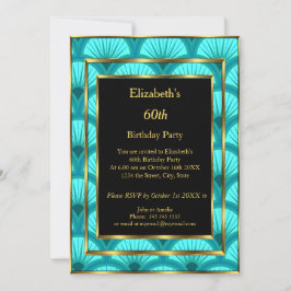 Convite festa de aniversário de Deco de 60.ª Arte Azul Pre