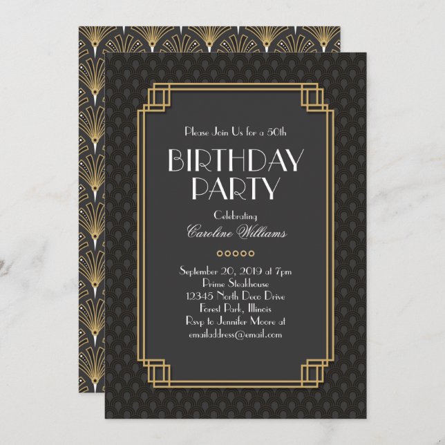 Convite Festa de aniversário de Deco de Ventiladores Elega (Frente/Verso)