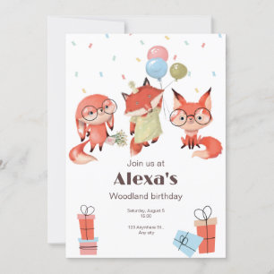 Convite Festa de aniversário de desenho branco vermelho