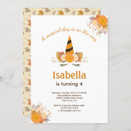 Convite Festa de aniversário de Dia das Bruxas do Unicórni