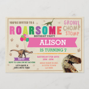 Convite Festa de aniversário De Dig Do Dinossauro T-Rex Di