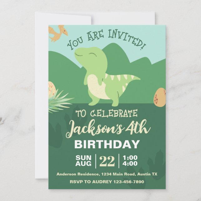 Convite Festa de aniversário de dinossauro (Frente)