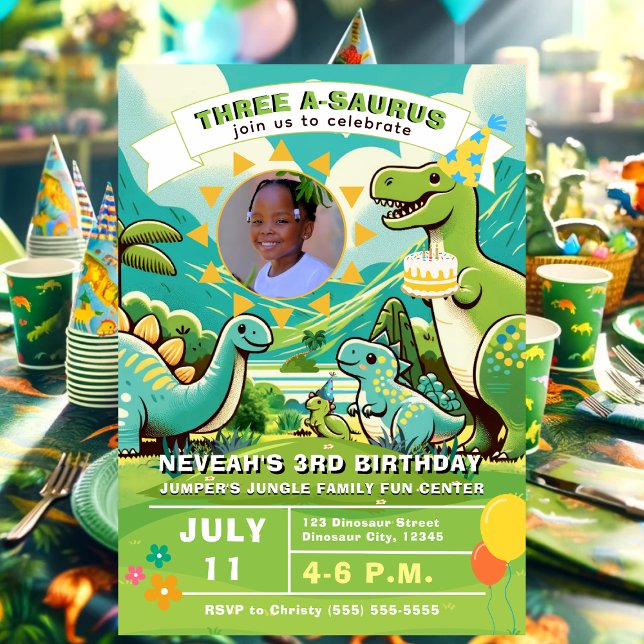 Convite Festa de aniversário de dinossauro (Dinosaur Birthday Invitation)