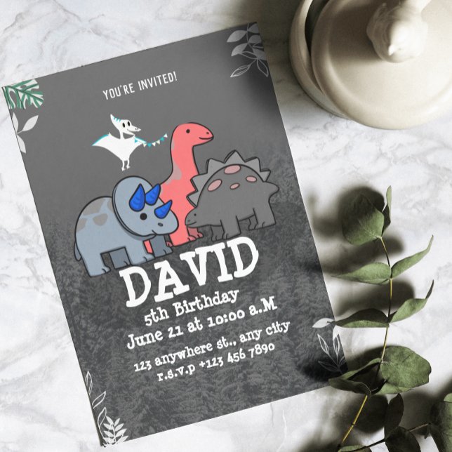 Convite Festa de Aniversário de Dinossauro (Dinosaur Birthday Party Invitation)