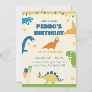Convite Festa de Aniversário de Dinossauro Caprichosa 