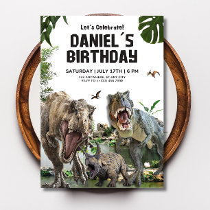 Convite Festa de Aniversário de Dinossauro Infantil Tema D