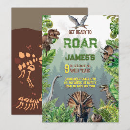 Convite Festa de Aniversário de Dinossauro Realista Legal