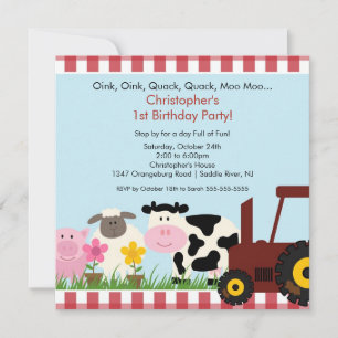 Convite Festa de aniversário de Diversão em Barnyard Ani