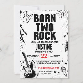 Convite Festa de Aniversário de Dois Anos Born to Rock