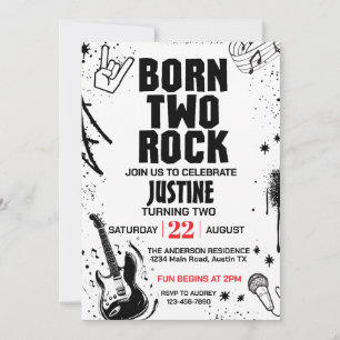Convite Festa de Aniversário de Dois Anos Born to Rock