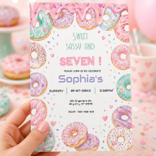 Convite Festa de Aniversário de Donut Doce Menina Pastel F