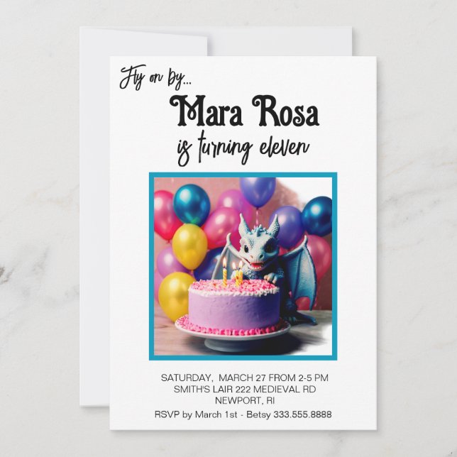 Convite *~* Festa de aniversário de Dragão Bebês Fofo de F (Frente)