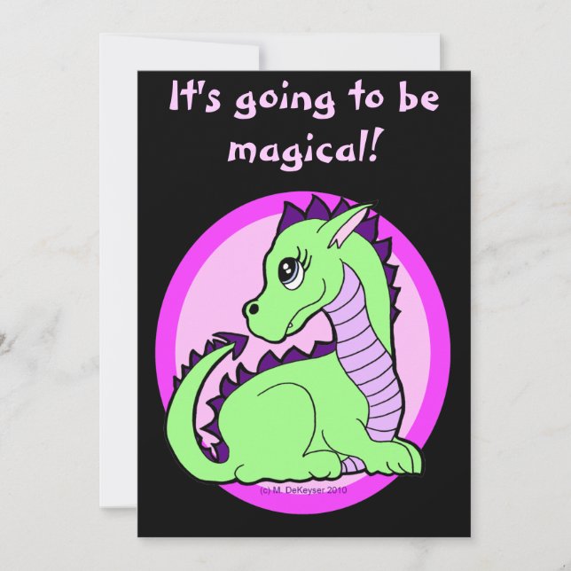 Convite Festa de aniversário de Dragão Cute de Kawaii (Frente)