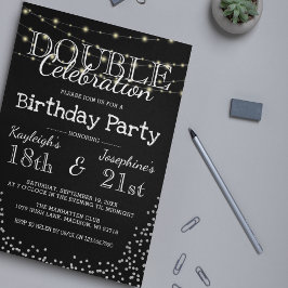 Convite Festa de Aniversário de Dupla Celebração Elegante
