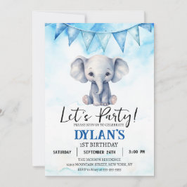 Convite Festa de aniversário de elefante