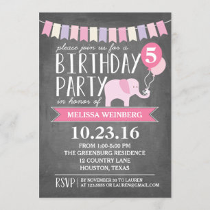 Convite Festa de aniversário de Elefante Personalizado A
