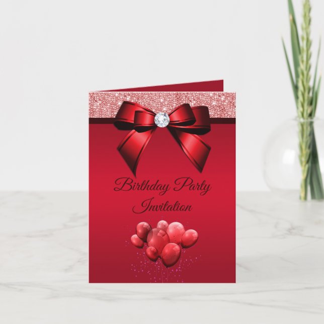 Convite Festa de aniversário de Elegância Romântica (Frente)